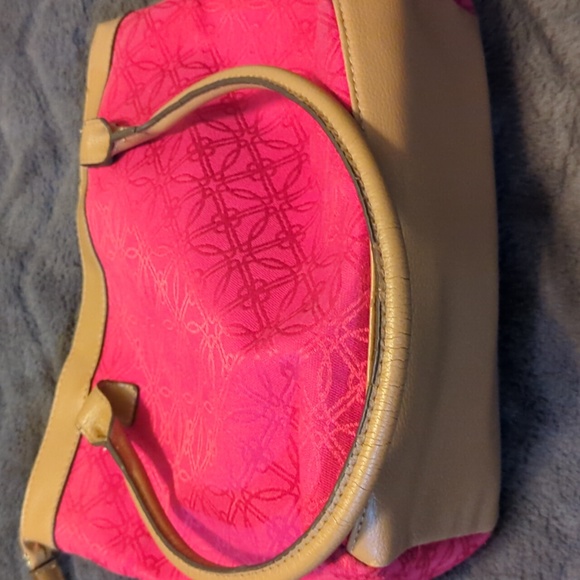 Croft and Barrow Pink and Tan Faux Leather Handbag - Picture 2 of 4